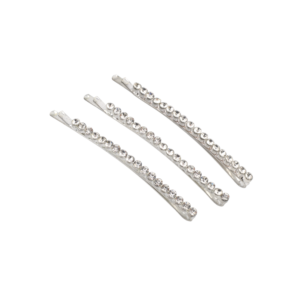 Silver & Diamante Hair Pin - Long