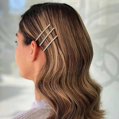 Silver & Diamante Hair Pin - Long (Set of 3)